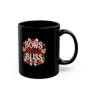 Christmas Mug — "Bows Bells Bliss" Festive Holiday Coffee Cup