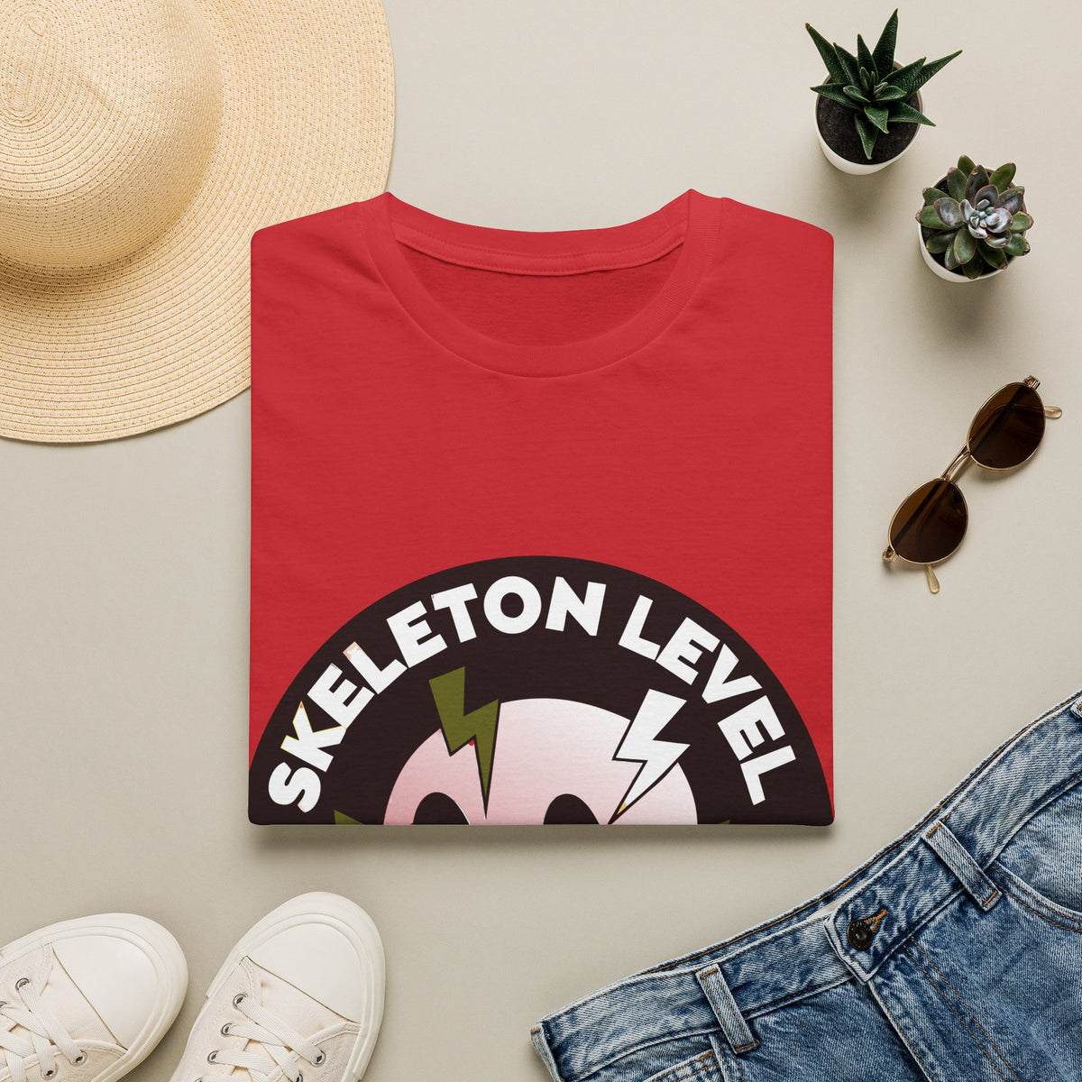 Skeleton Level Chaos Energy Circular Emblem Tee - Cute Spooky Goth Graphic T-Shirt - Trending Now - September 2026