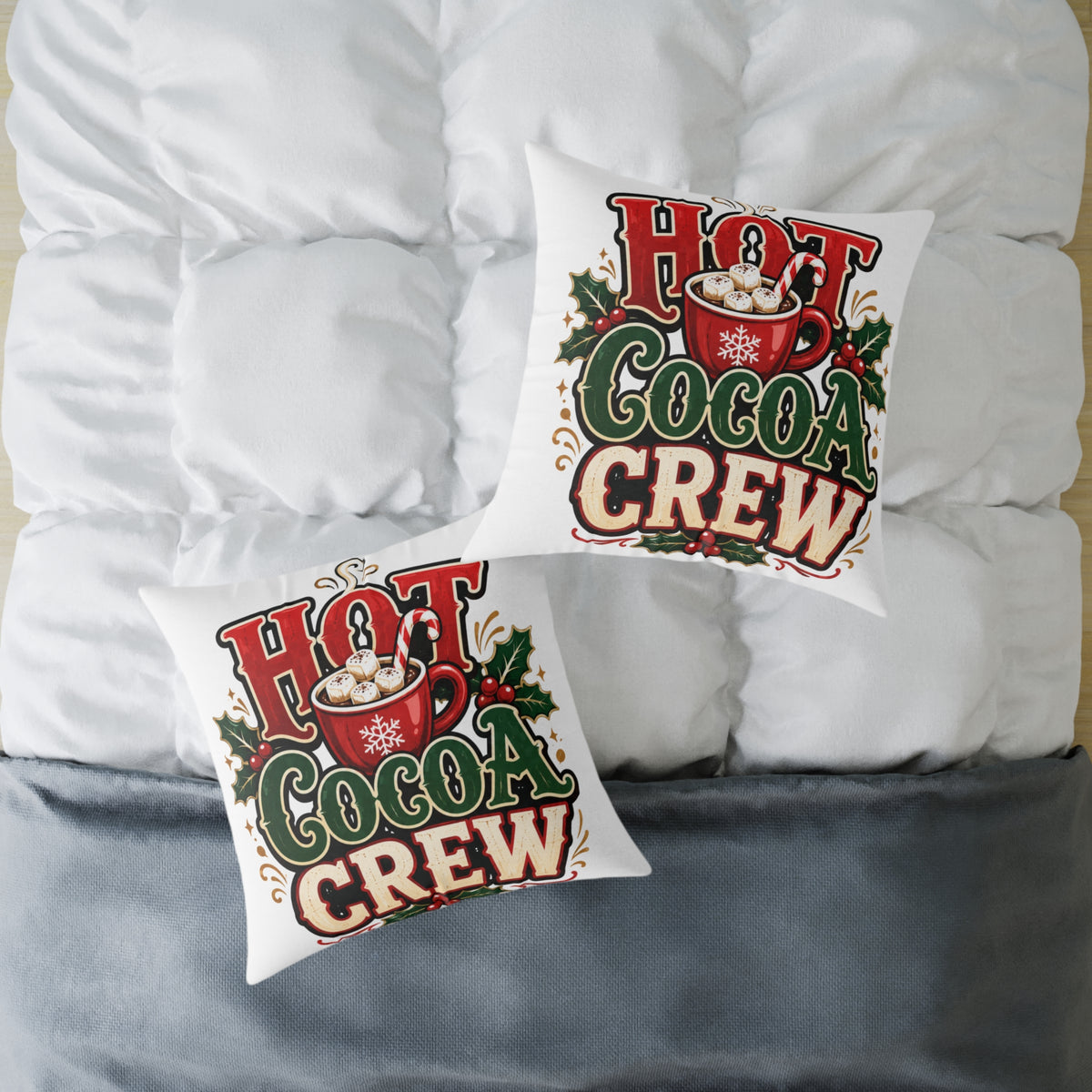 Christmas Hot Cocoa Crew Throw Pillow — Christmas Holiday Decorative Cushion