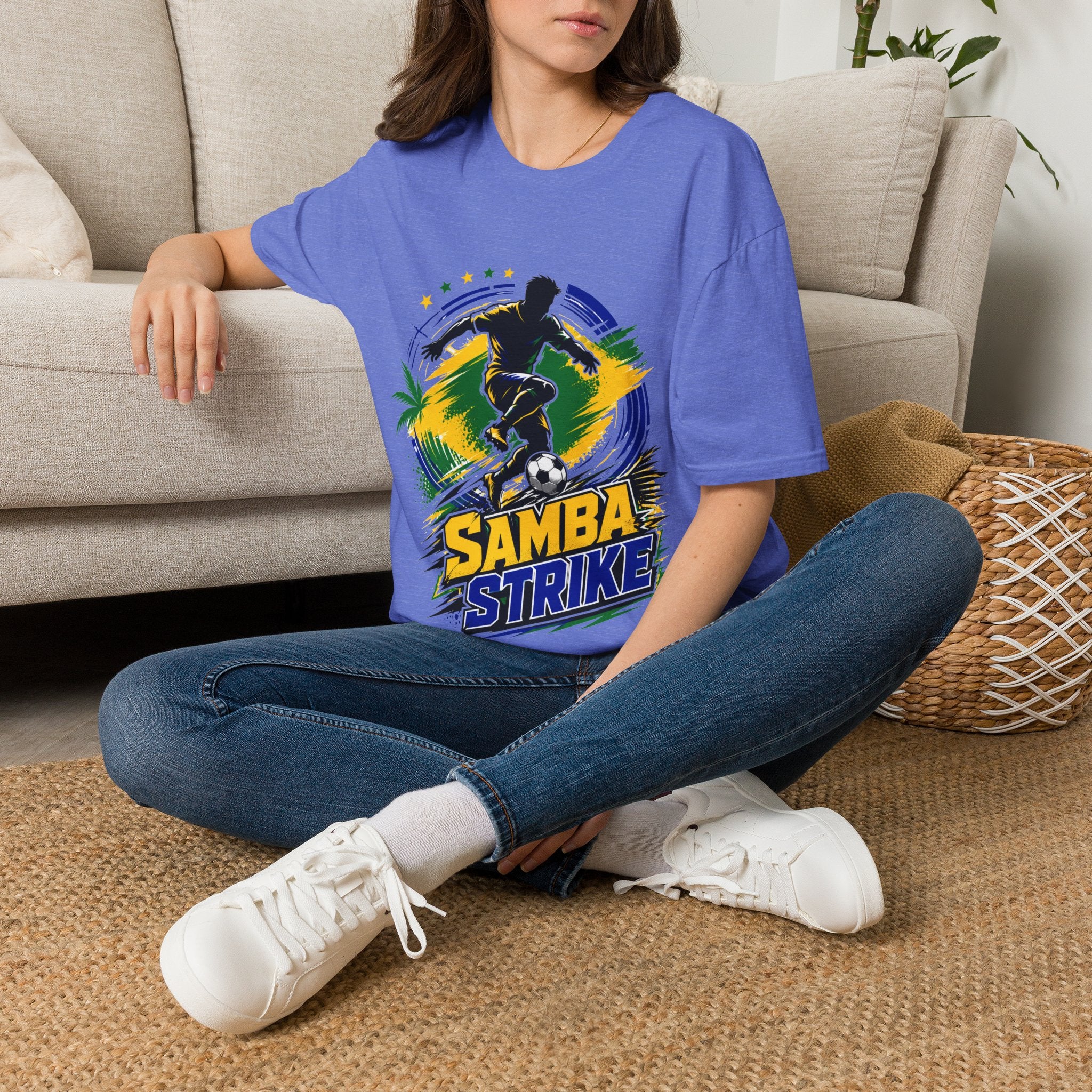 Brazil  Samba Strike Soccer T-Shirt — Brazilian Football Player Graphic Tee