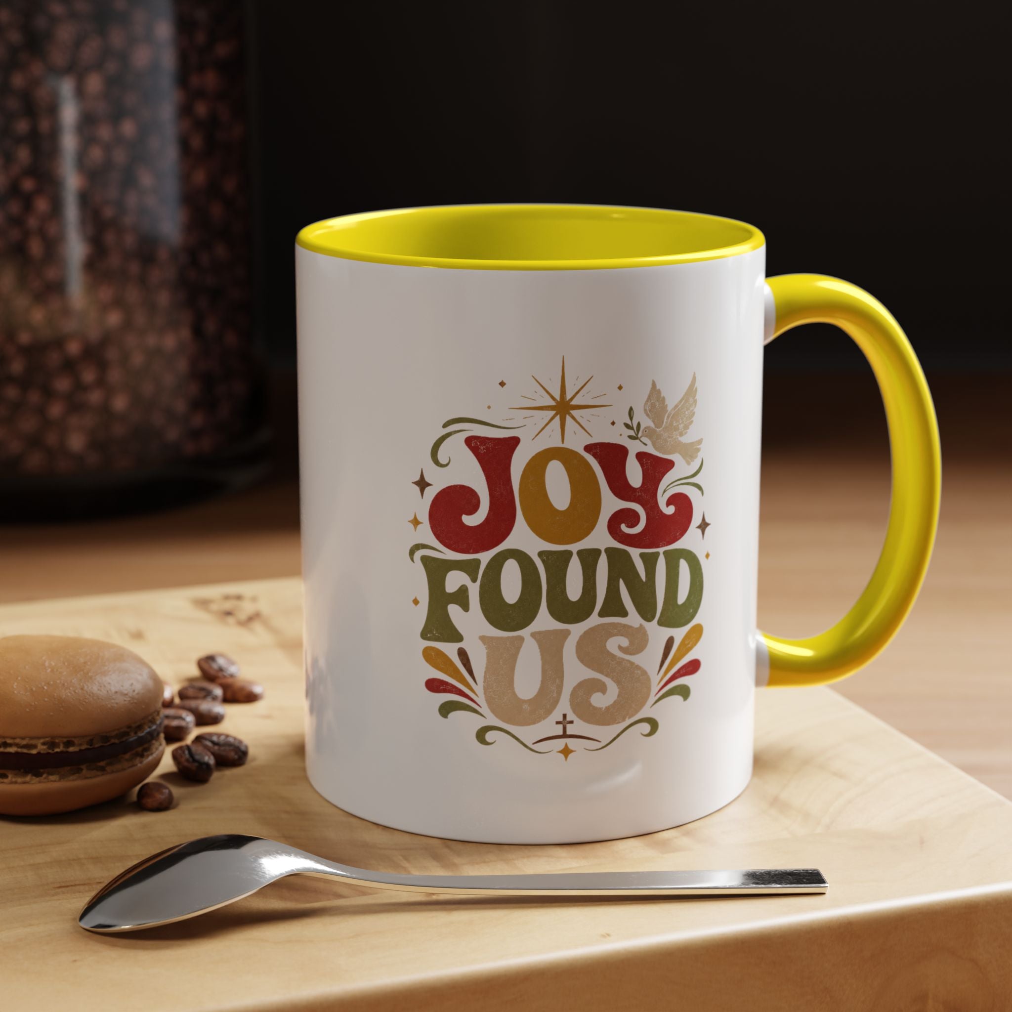 Christmas Joy Found Us Mug — Retro Holiday Coffee Cup