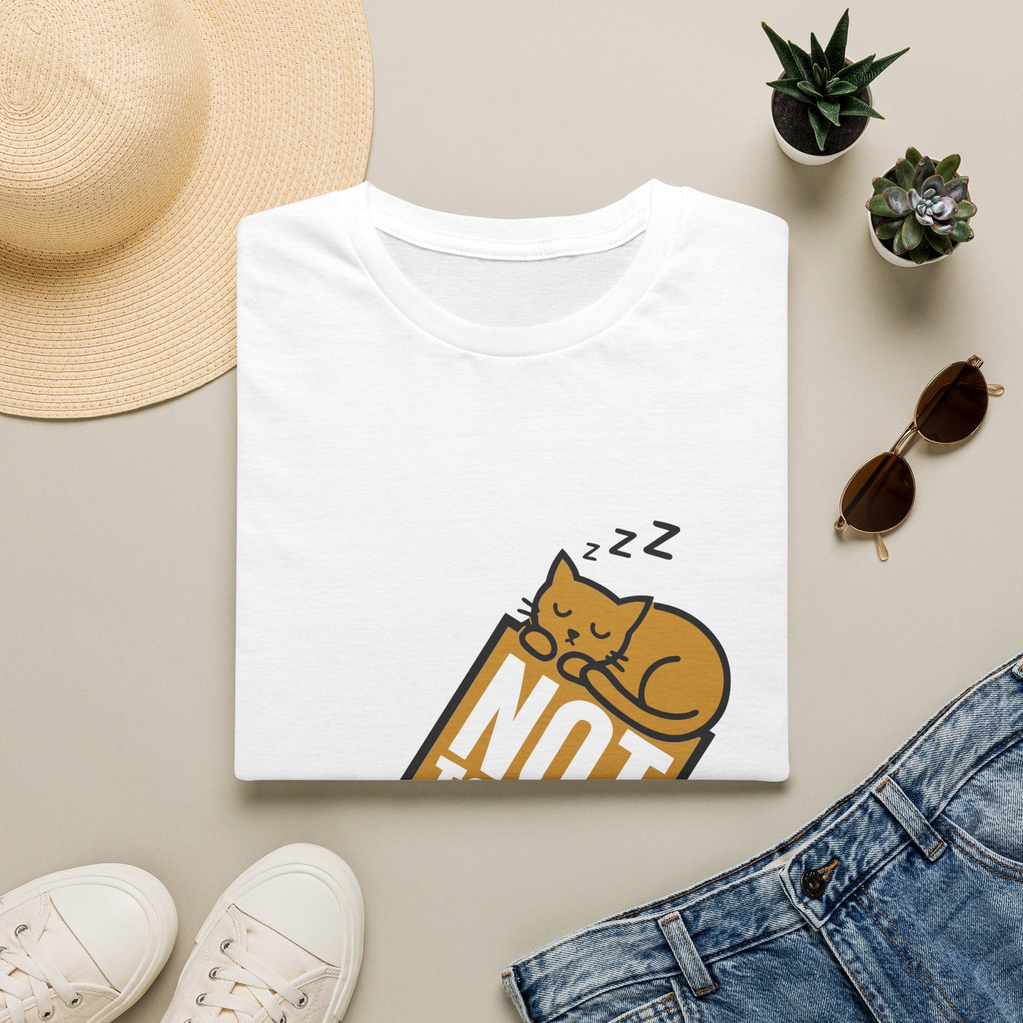 Not Today I'm Napping Orange Cat Tee - Funny Sleeping Kitten Block Graphic T-Shirt - Trending Now - September 2026