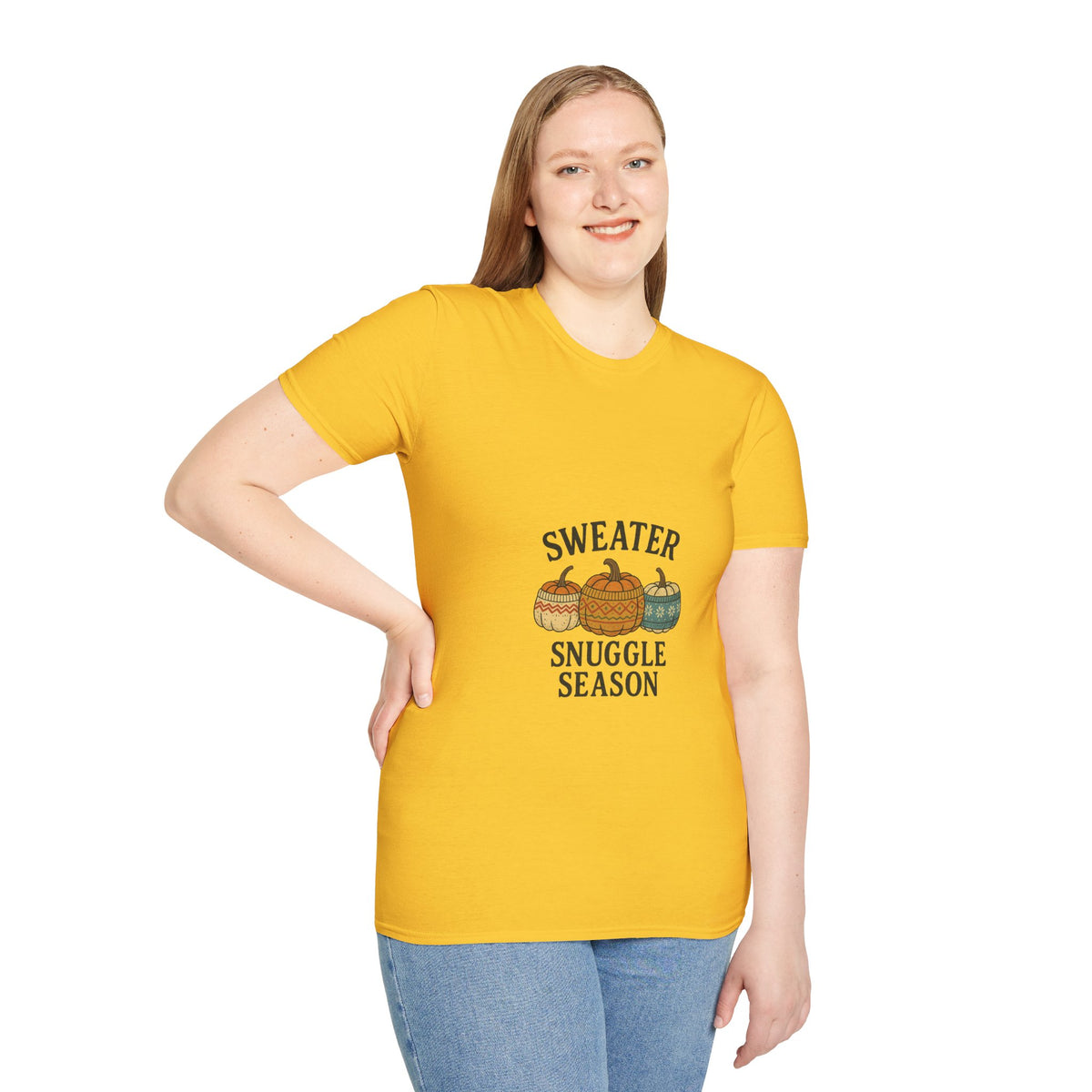 Sweater Snuggle Season T-Shirt — Cozy Fall Pumpkin Sweater Graphic Tee - Trending Now - October 2026