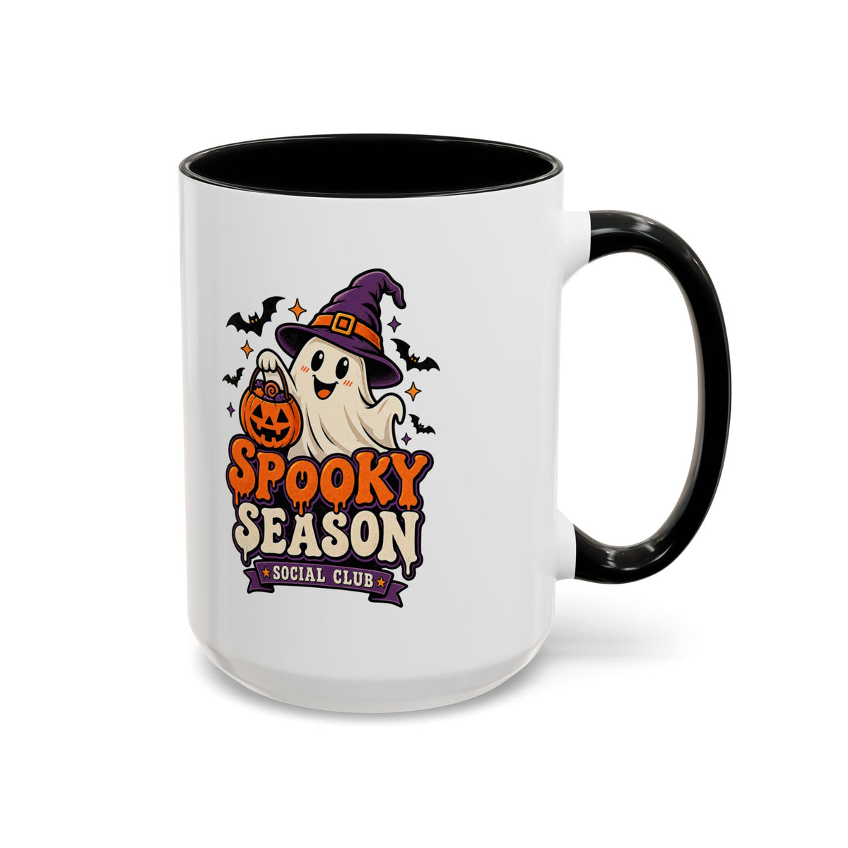 Spooky Season Coffee Mug — Cute Ghost Halloween Accent Mug (11/15oz)