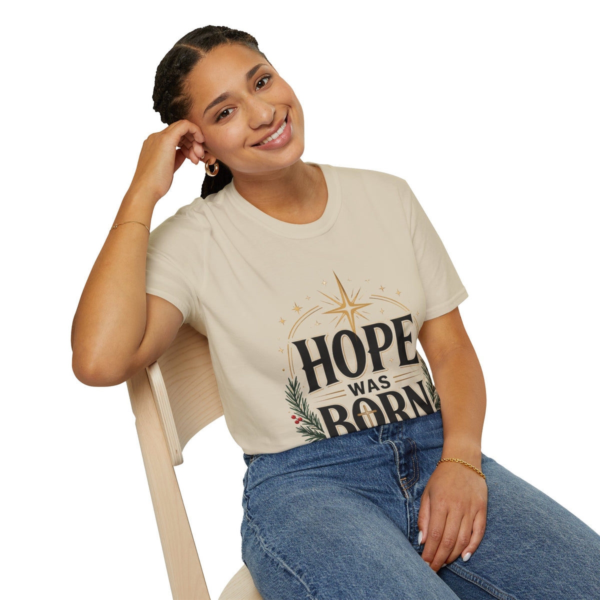 Hope Was Born T‑Shirt — Christmas Nativity Star Holiday Tee