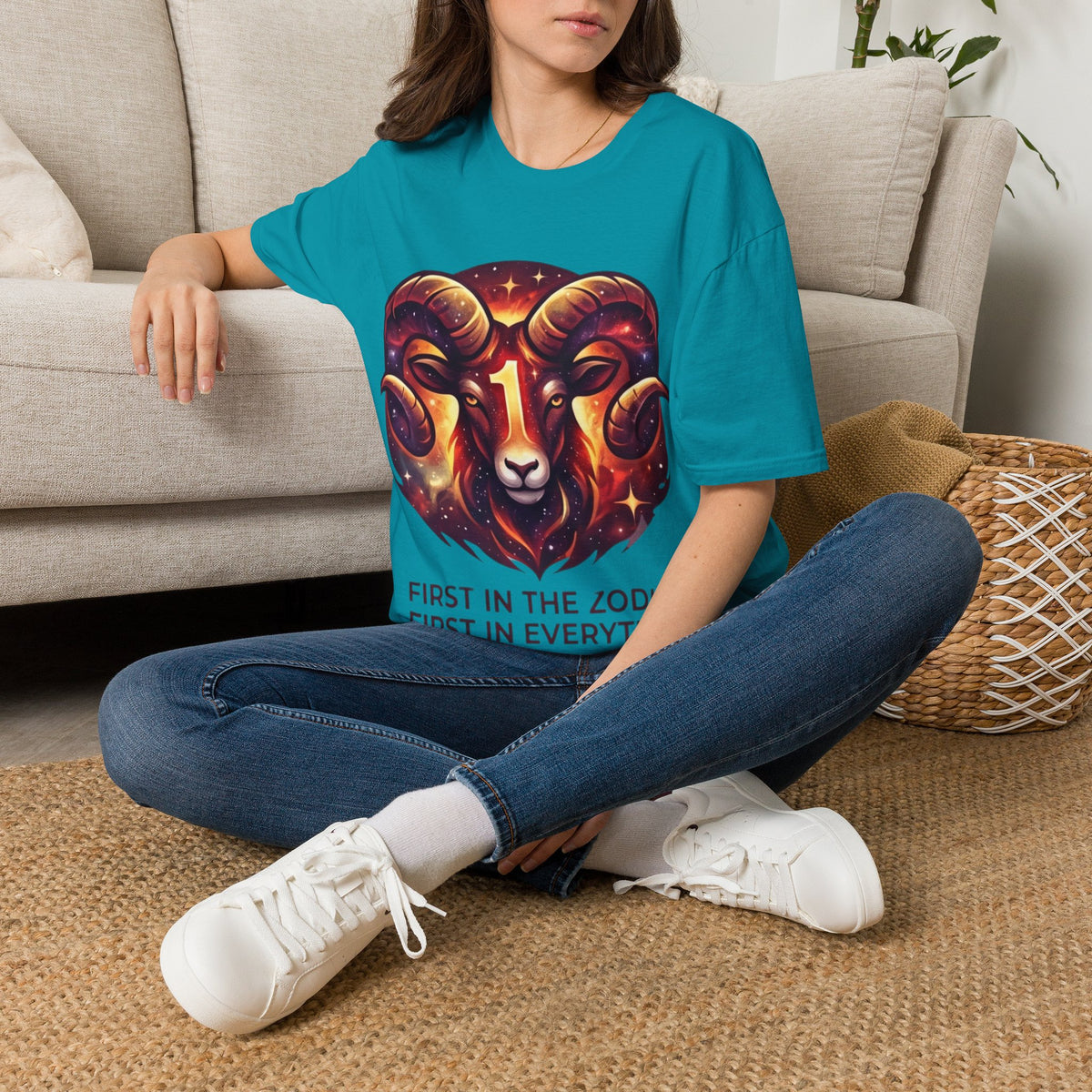Aries Zodiac Ram Graphic T-Shirt — 'First in the Zodiac' Astrology Tee