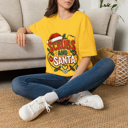 Scrubs and Santa Christmas Tee — Funny Nurse Holiday T-Shirt