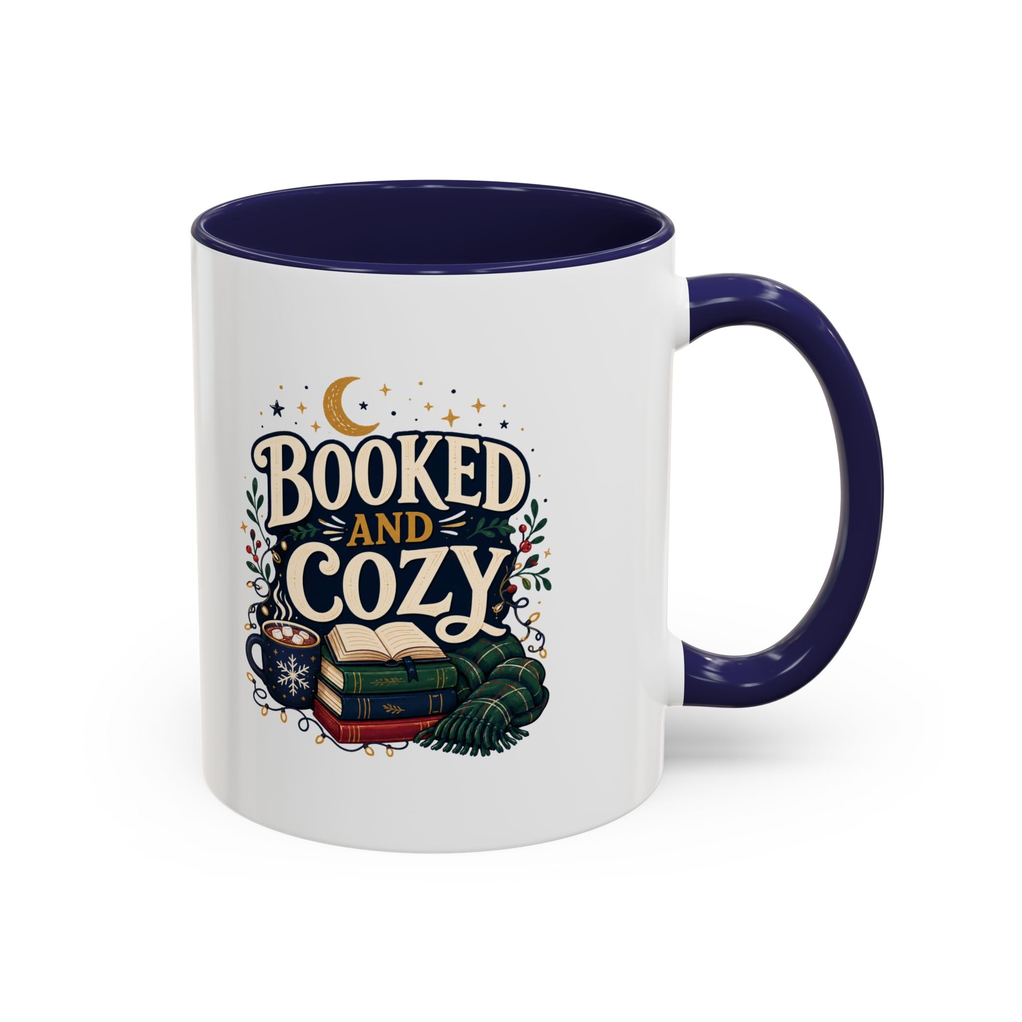 Modern Day Christmas Booked and Cozy Accent Coffee Mug — Book Lover Tea & Coffee Cup (11/15oz)