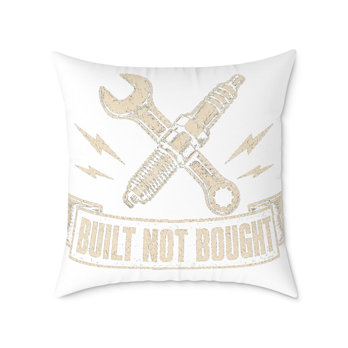 Built Not Bought Pillow - Mechanic Tool Wrench Spark Plug Milo Bailey Dog Dad Mom Decorative Throw Pillow