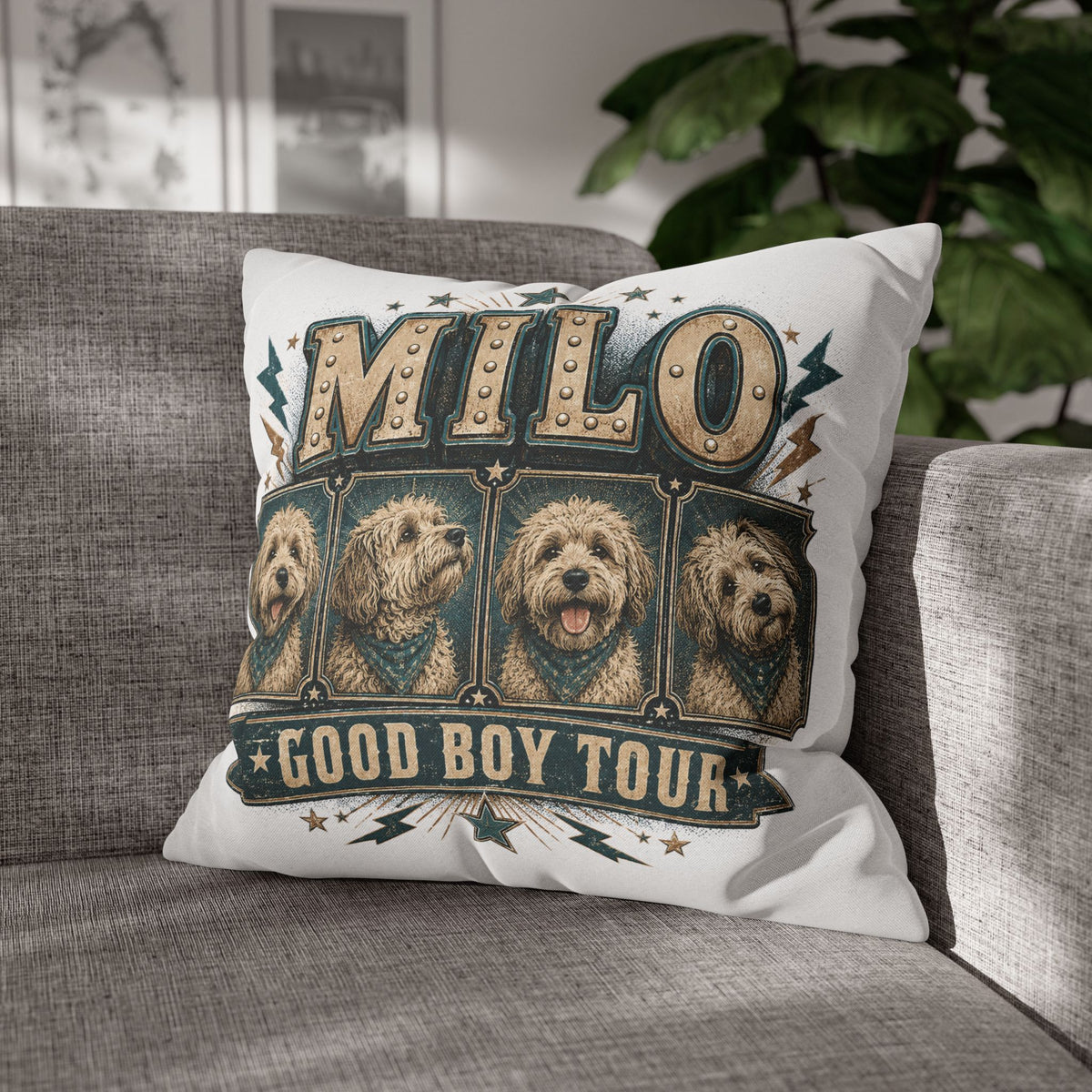 Milo "Good Boy Tour" Dog Photo Throw Pillowcase Milo Bailey Dog Dad Mom