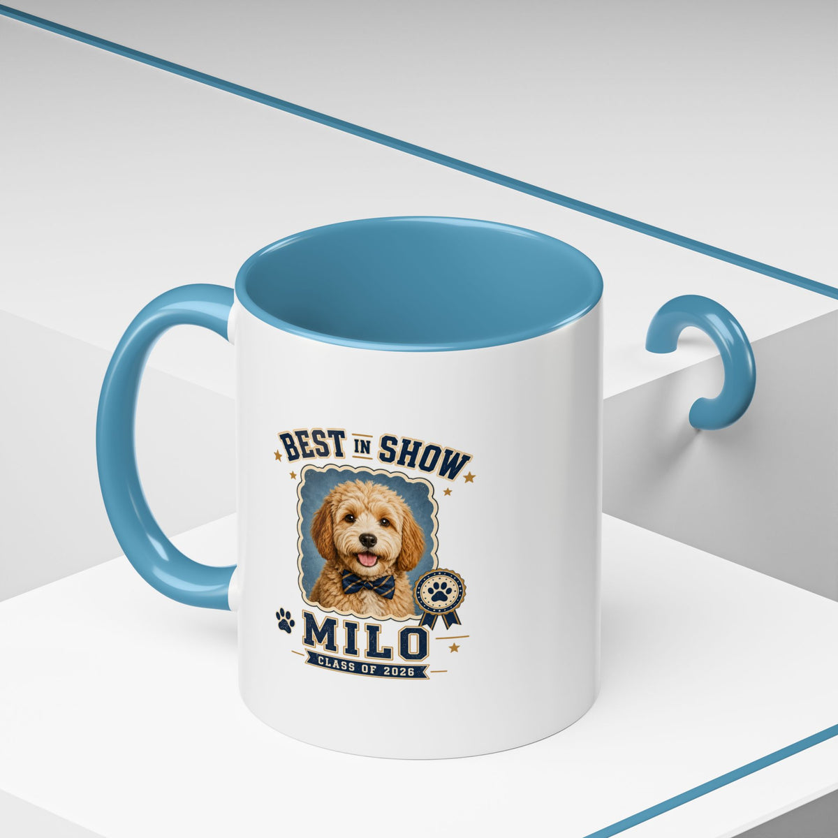 Milo Bailey Dog Dad Mom Best in Show Milo Personalized Dog Coffee Mug — Custom Pet Name Accent Mug