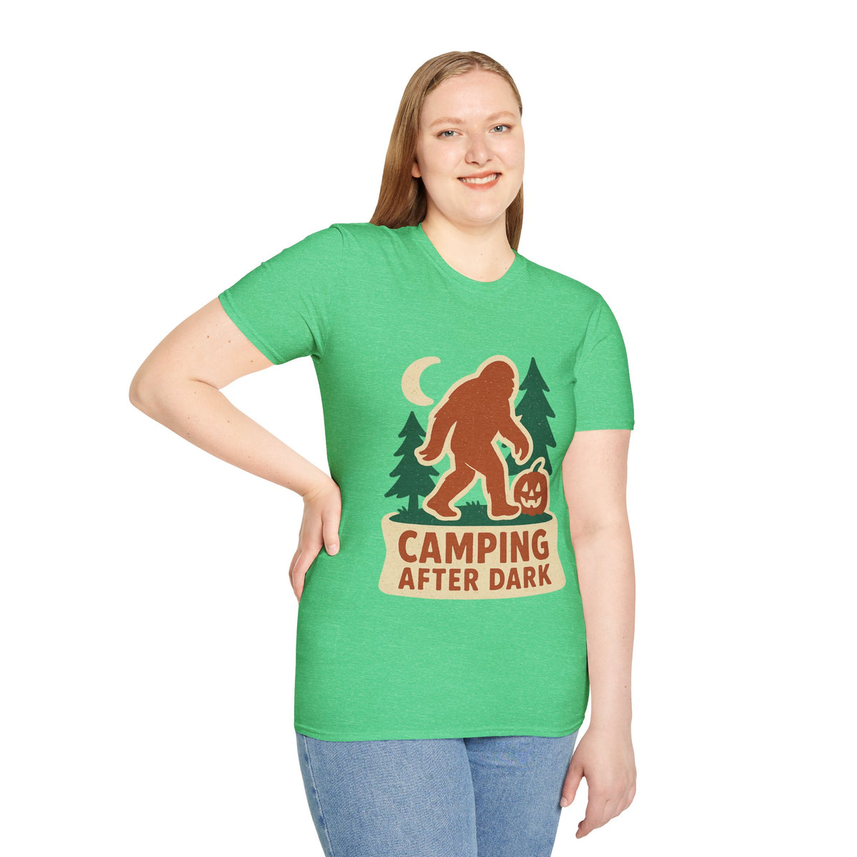 Camping After Dark T‑Shirt — Retro Bigfoot Camp Graphic Tee - Trending Now - August 2026