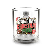 Modern Day Christmas Glass Mug  10oz Glass Mug — Game Day Christmas Mode Holiday Football Coffee Cup