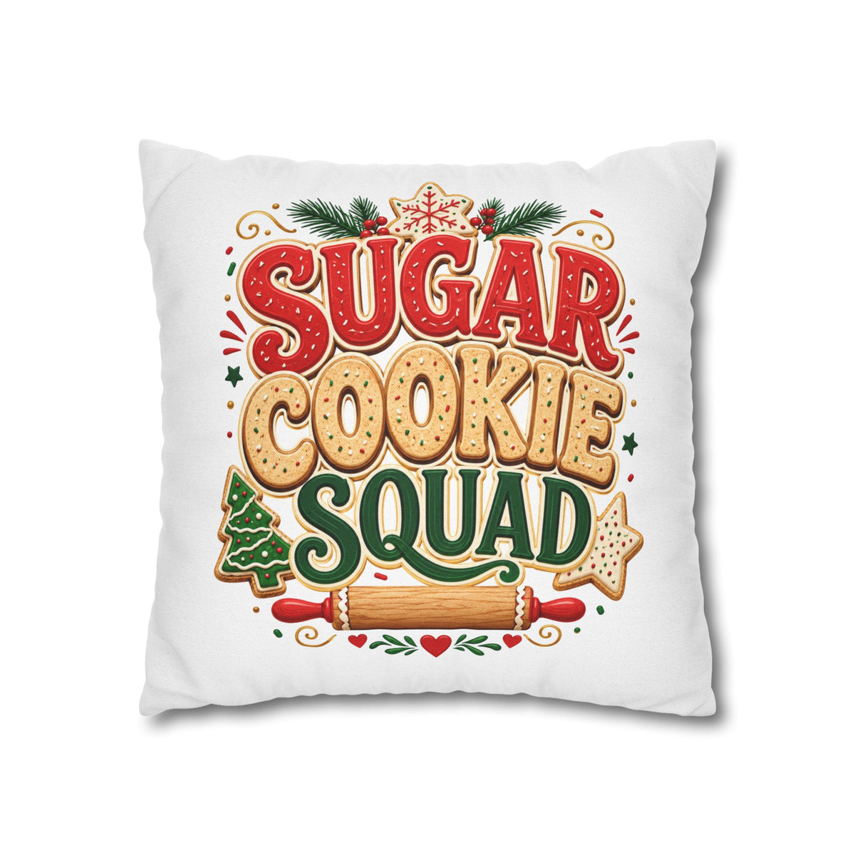Christmas Sugar Cookie Squad Pillowcase – Festive Christmas Baking Decorative Throw Pillowcase