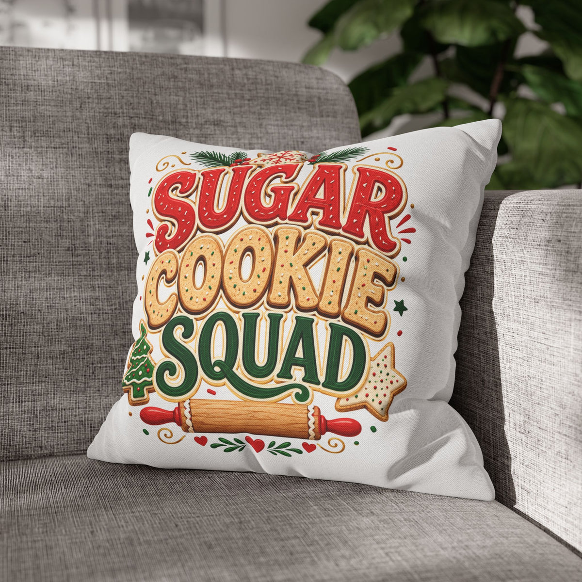 Christmas Sugar Cookie Squad Pillowcase – Festive Christmas Baking Decorative Throw Pillowcase