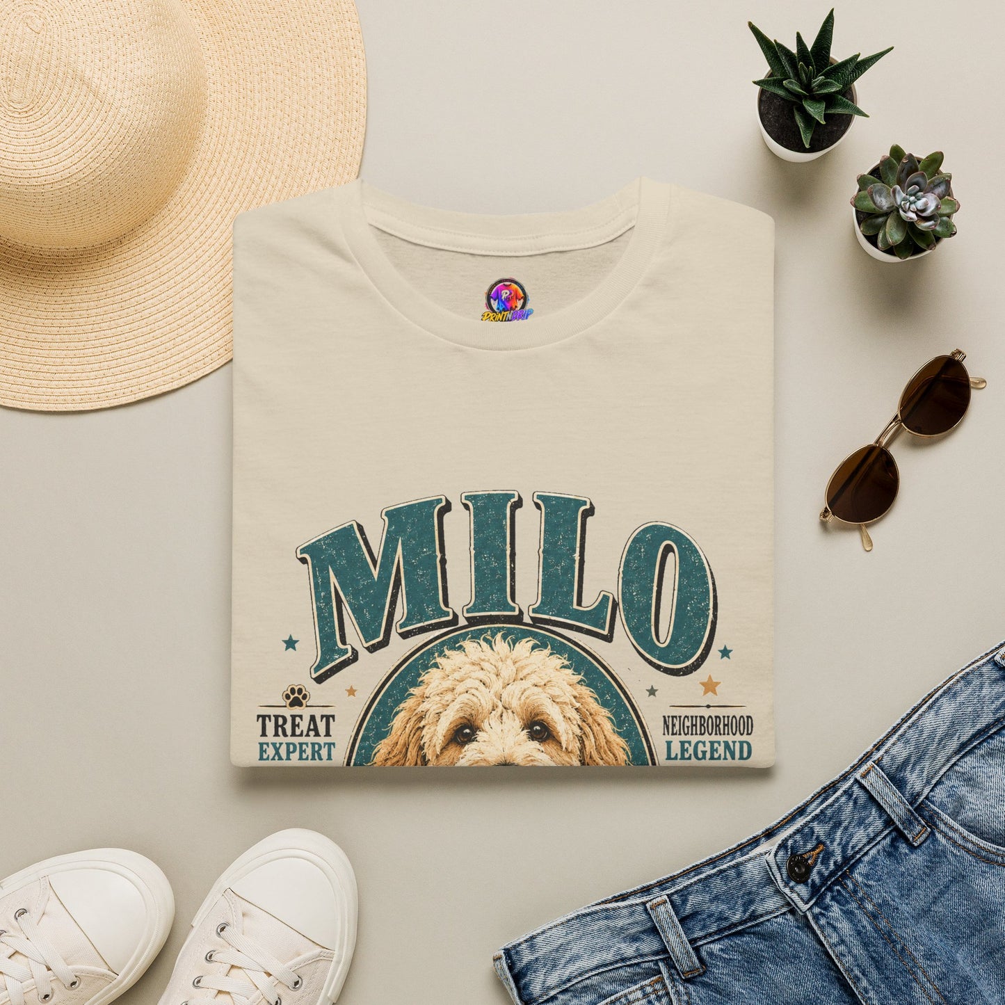 Dog Lover T-Shirt — "MILO" Personalized Pet Portrait Tee