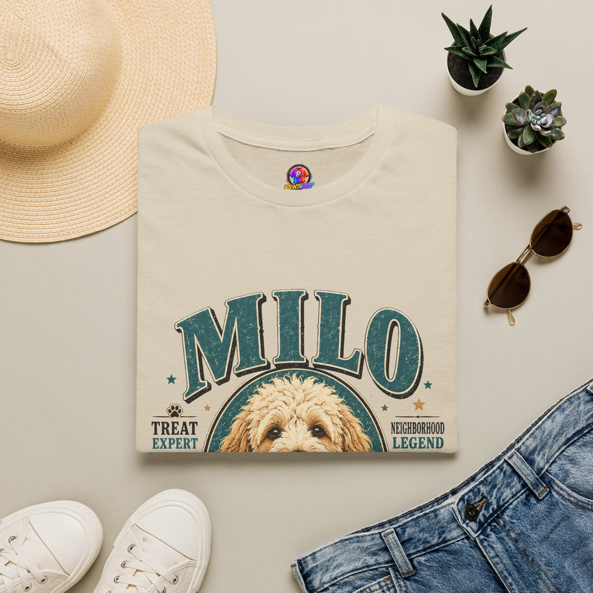 Dog Lover T-Shirt — "MILO" Personalized Pet Portrait Tee