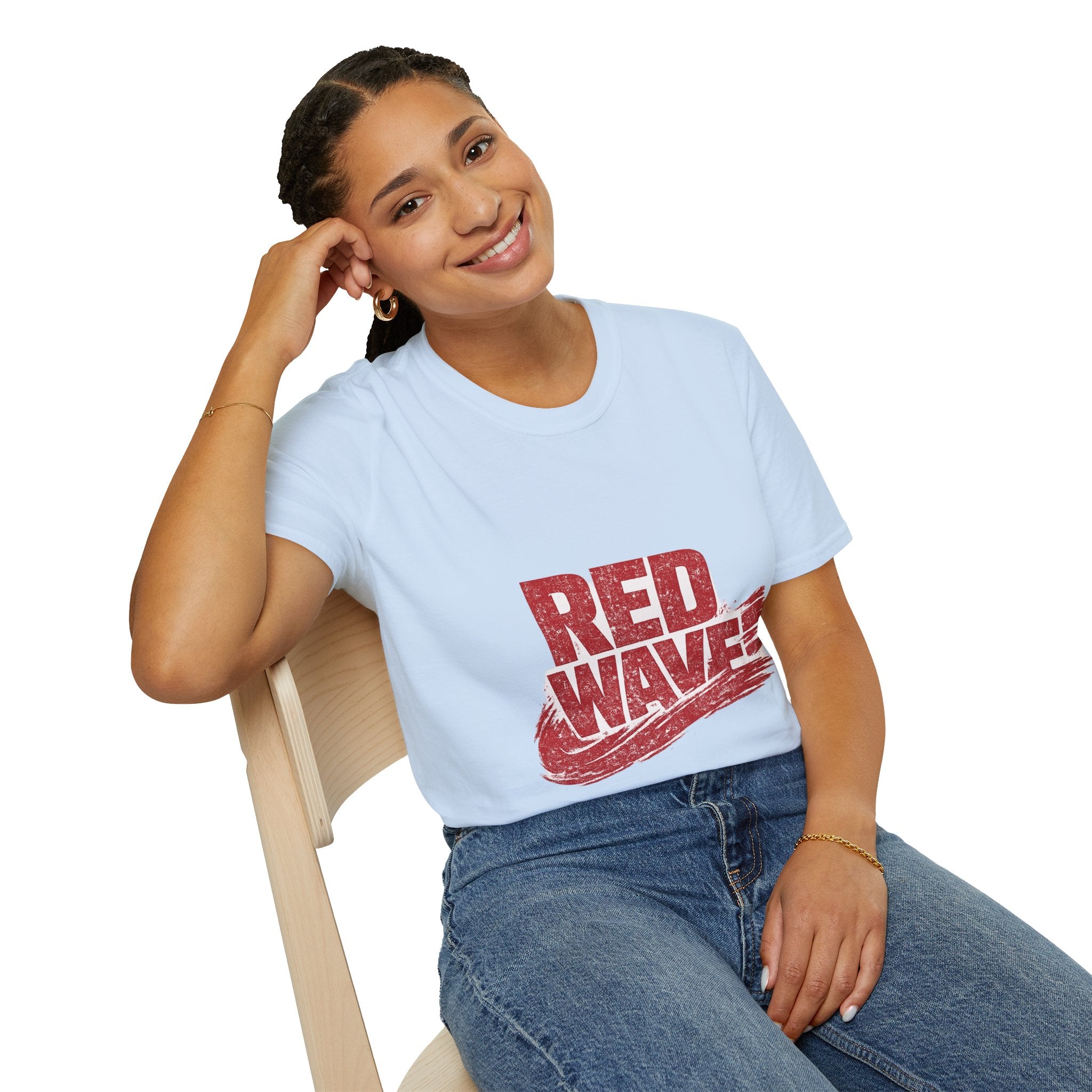 South Korea Red Wave Graphic T‑Shirt — Vintage Distressed Logo Tee