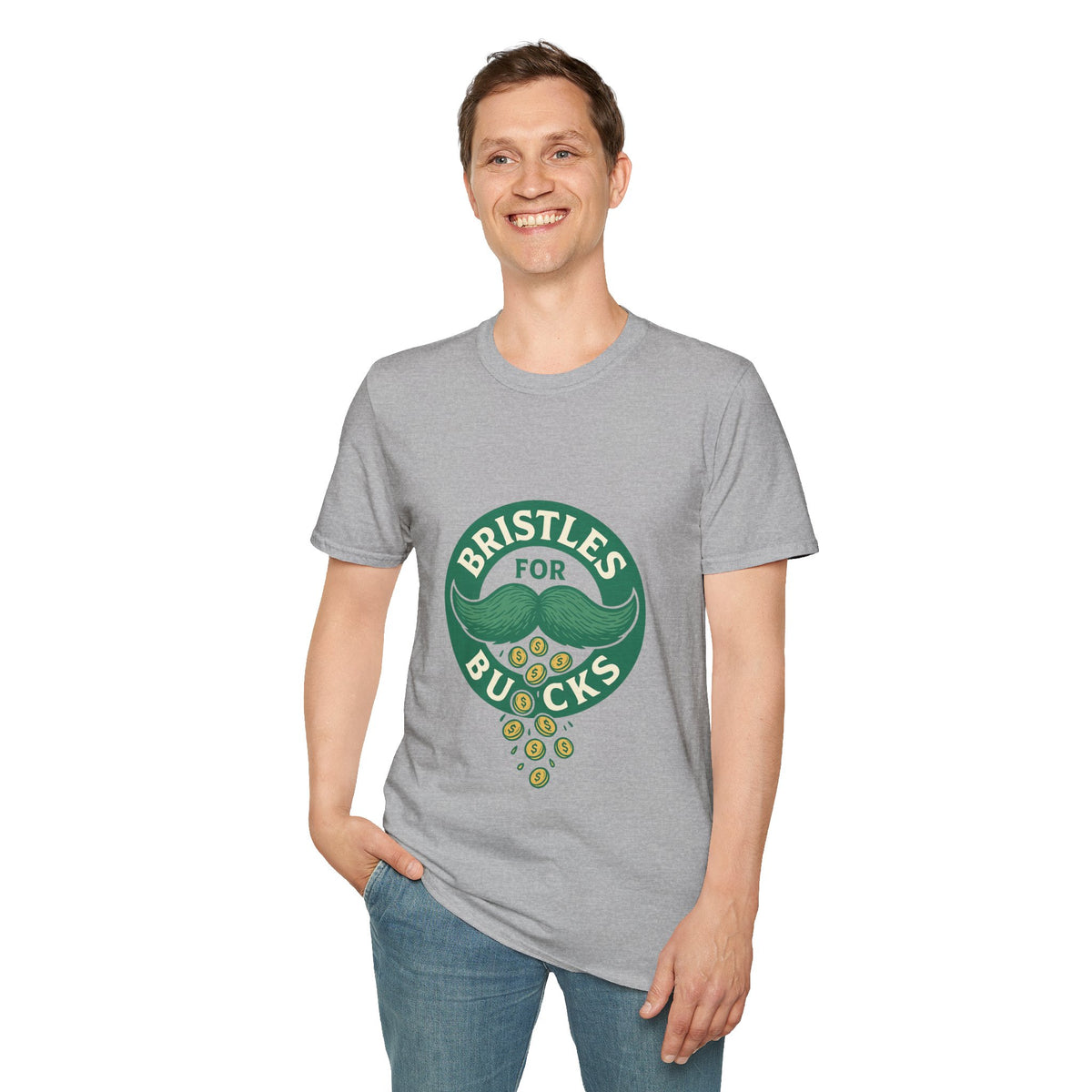 Bristles for Bucks T‑Shirt — Vintage Green Charity Donation Logo Tee - Trending Now - October 2026