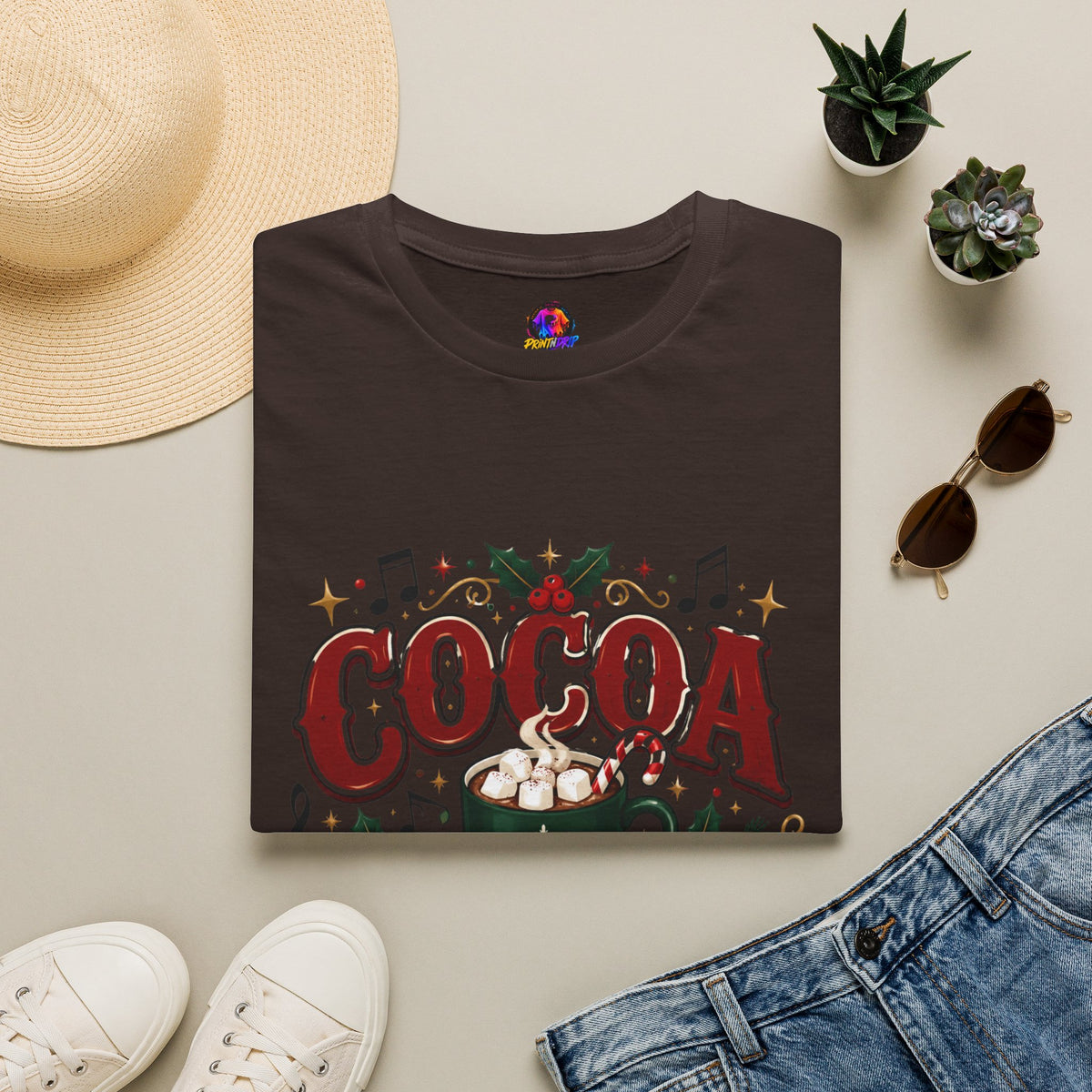Cocoa and Carols T-Shirt — Cozy Holiday Cocoa Graphic Tee