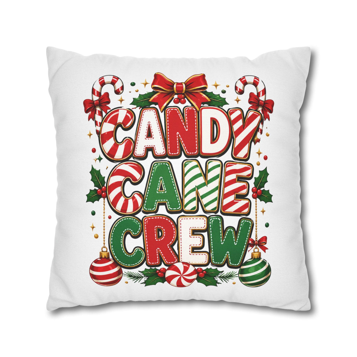 Christmas Candy Cane Crew Holiday Pillowcase — Festive Christmas Decorative Throw