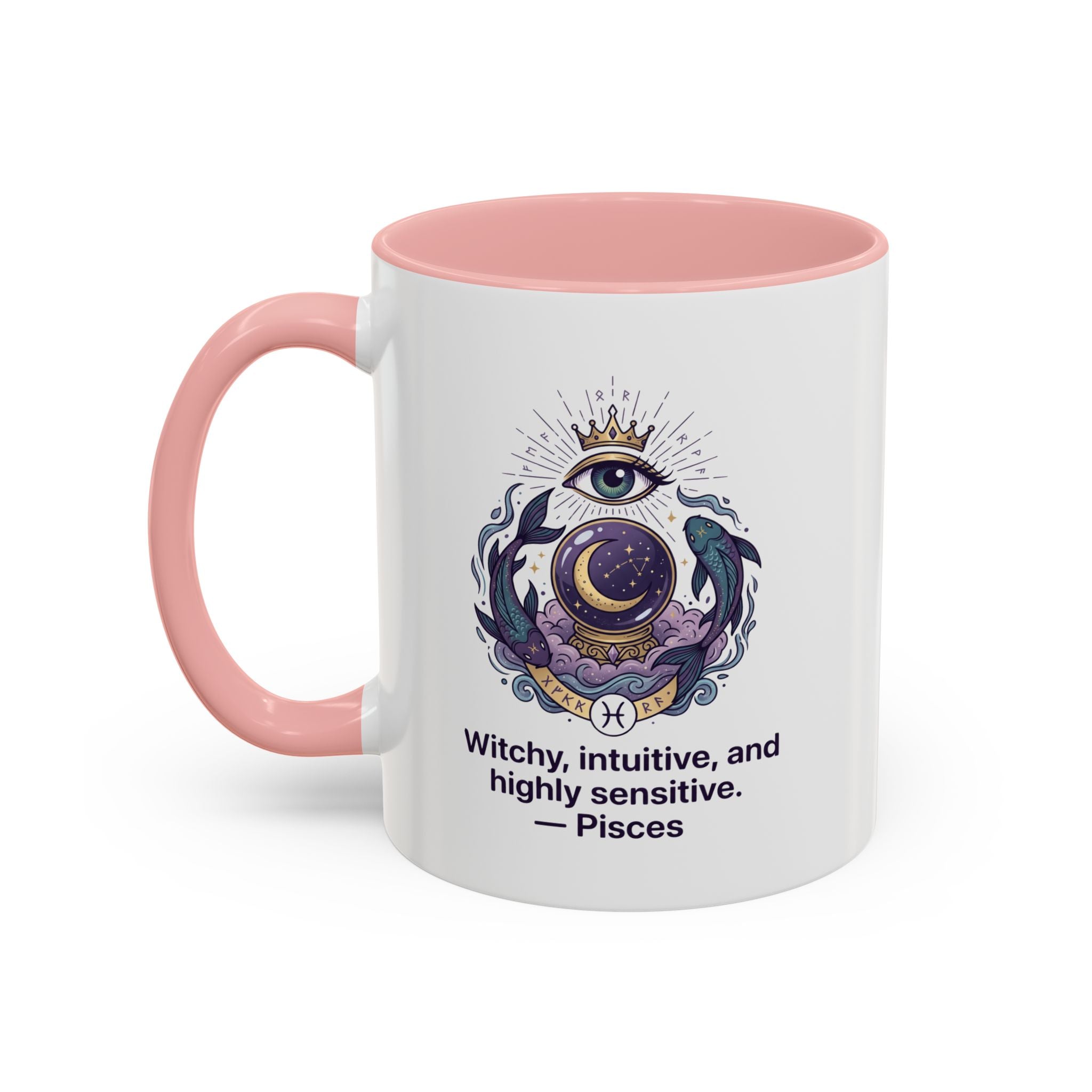 Pisces Witchy Accent Mug — "Witchy, intuitive, and highly sensitive" Astrology Coffee Cup (11/15oz)