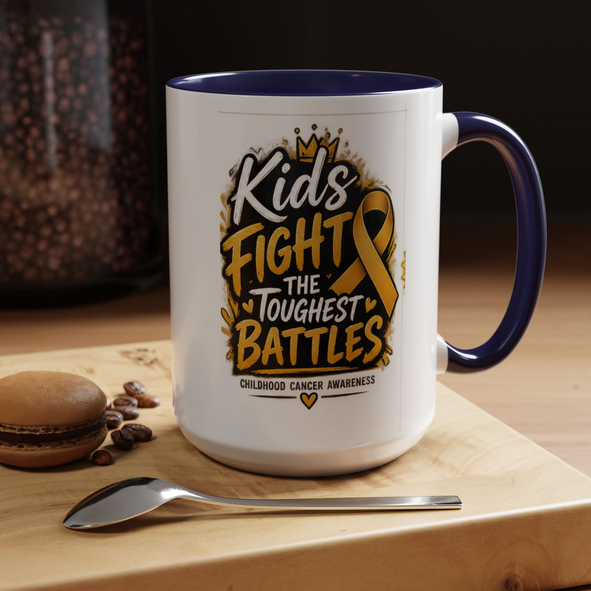 Kids Fight The Toughest Battles Accent Coffee Mug — Childhood Cancer Awareness 11/15oz