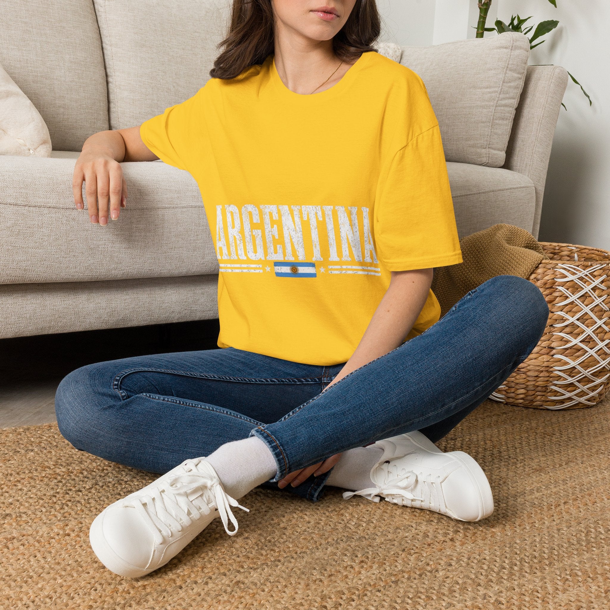Argentina Graphic T-Shirt — Retro Flag Stripe Football Soccer Tee