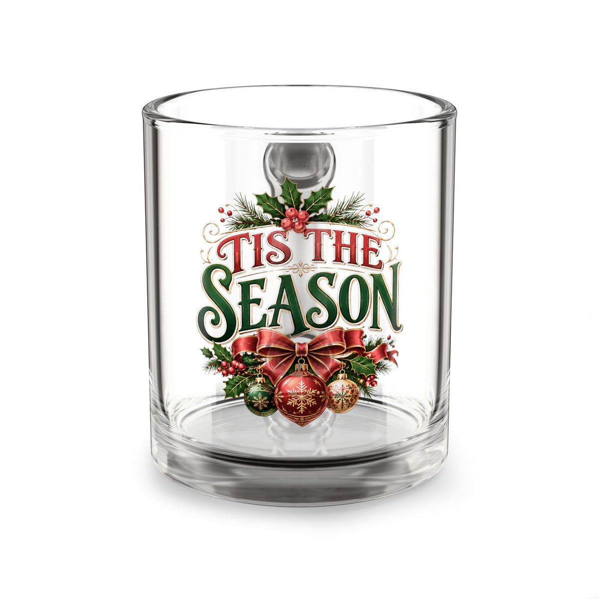 Christmas Glass Mug 10 oz Tis The Season Glass Mug — 10oz Christmas Holiday Coffee Cup