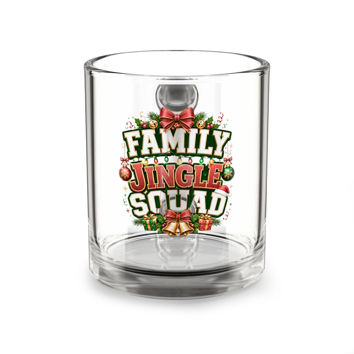 Christmas Glass Mug 10 oz Glass Mug — Family Jingle Squad Christmas Coffee Mug (10 oz)