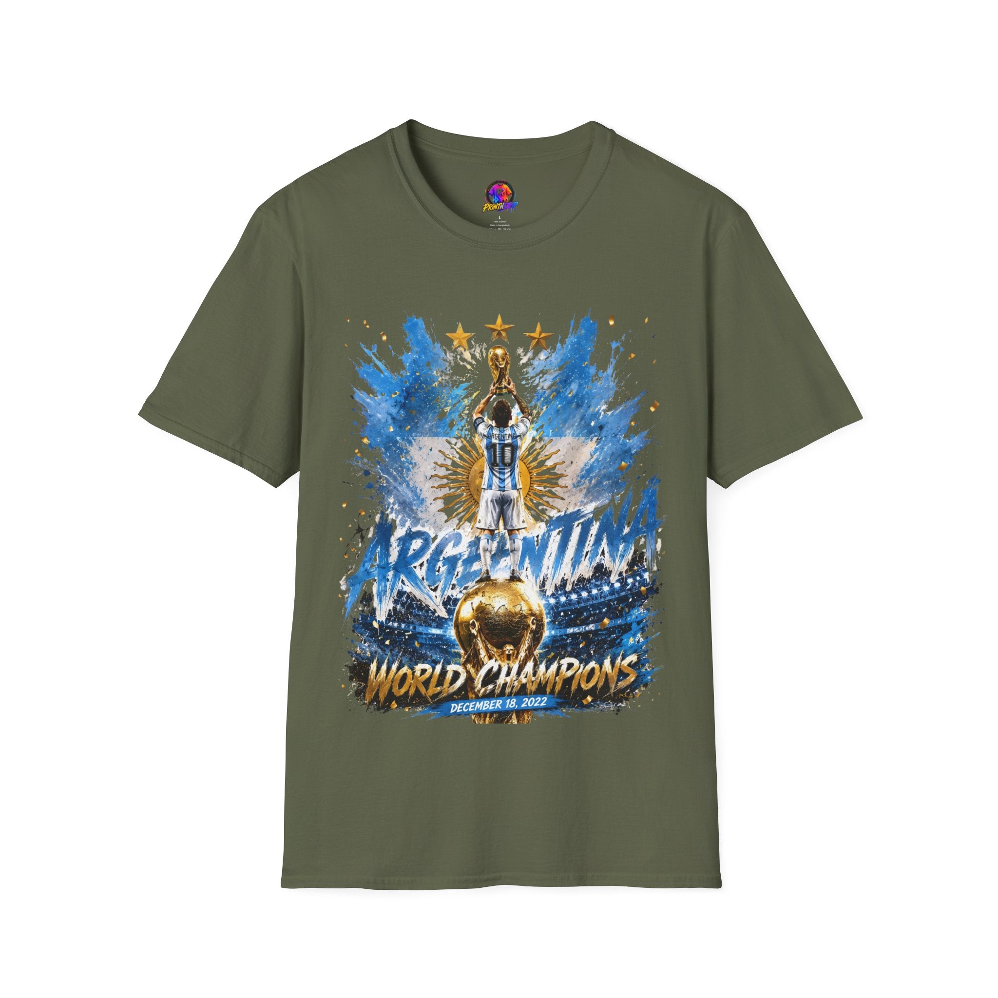 Argentina World Champions T‑Shirt — Soccer World Cup 3 Stars Tribute