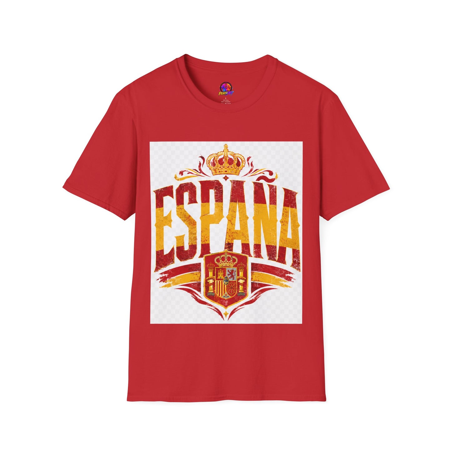 Spain Crown Graphic T-Shirt — Spanish Flag Vintage Crest Tee