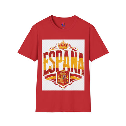 Spain Crown Graphic T-Shirt — Spanish Flag Vintage Crest Tee