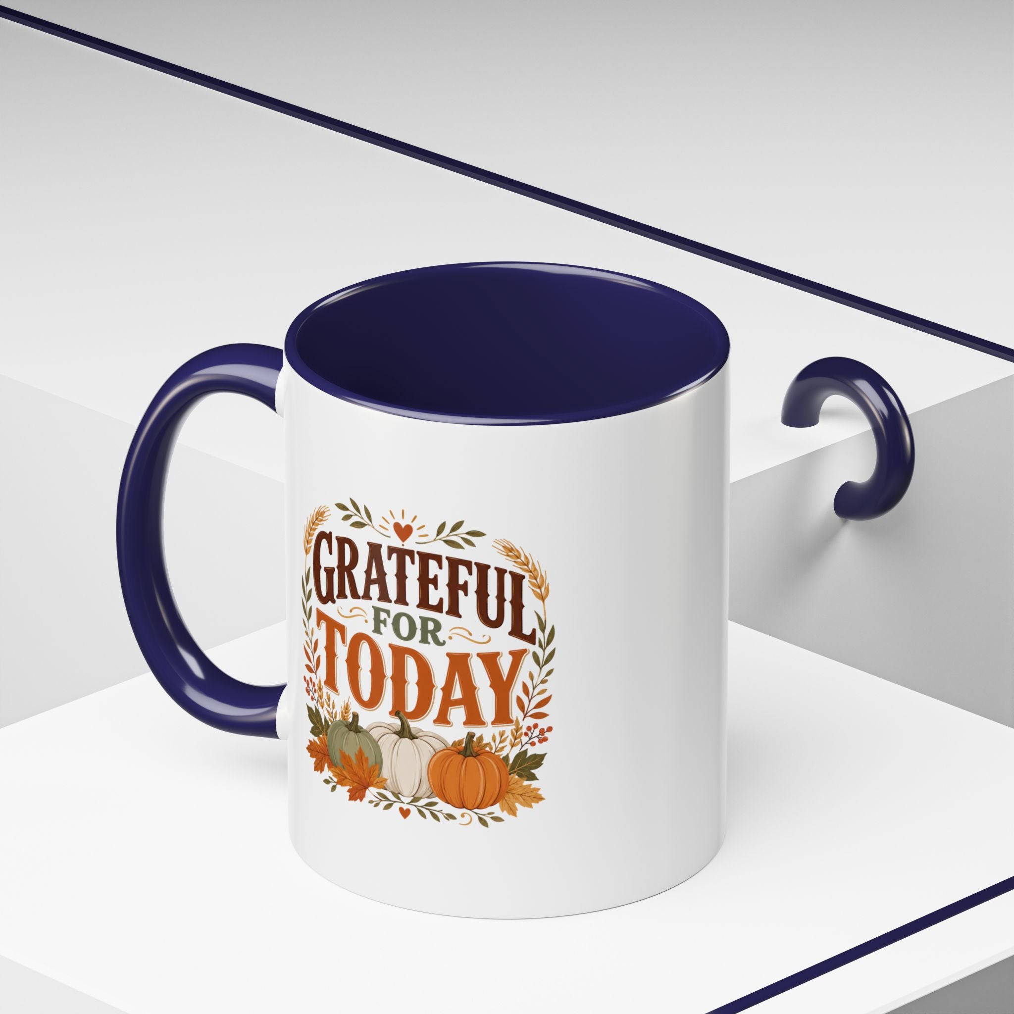 Thanksgiving Mug Grateful For Today Coffee Mug — Thanksgiving Pumpkin Fall Ceramic Accent Mug