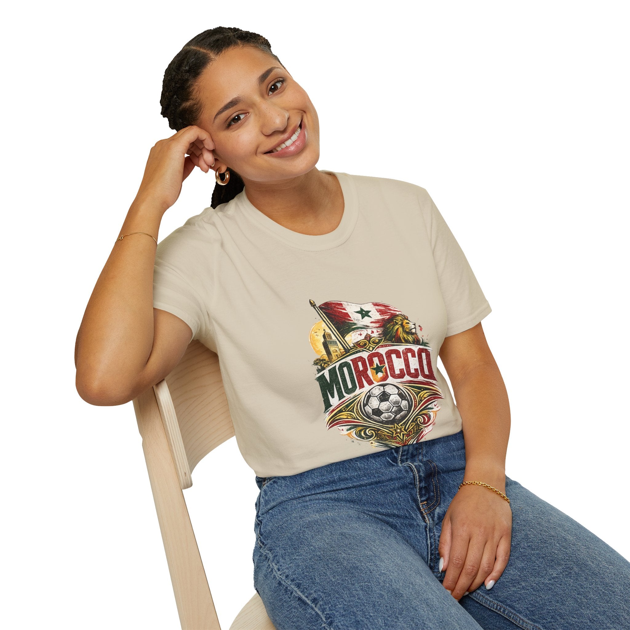Morocco Soccer T-Shirt — Vintage Flag & Lion Football Tee