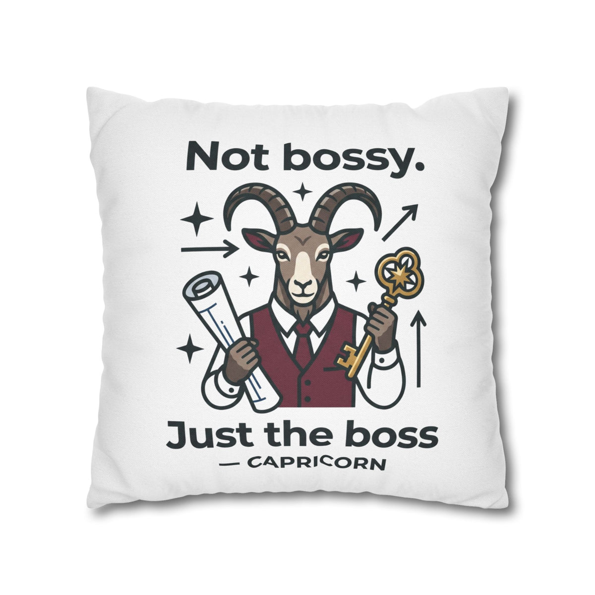 Capricorn Pillowcase — “Not Bossy, Just the Boss” Zodiac Gift