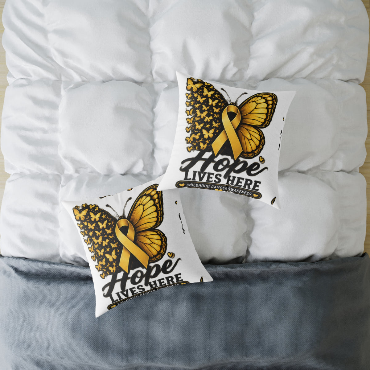 Childhood Cancer Hope Lives Here Butterfly Awareness Pillow