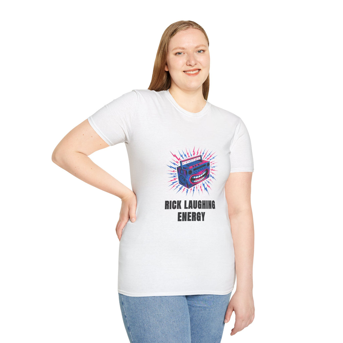 Rick Laughing Energy T-Shirt — Funny Retro Boombox Graphic Tee - Trending Now - August 2026