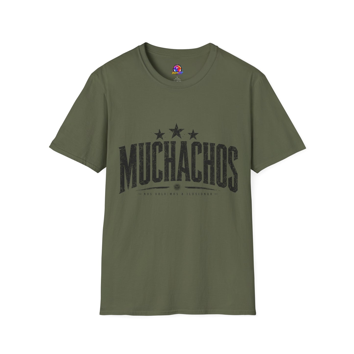 Muchachos Graphic T‑Shirt — Vintage Distressed Crew Tee - Argentina Song, slogan, favorite chant