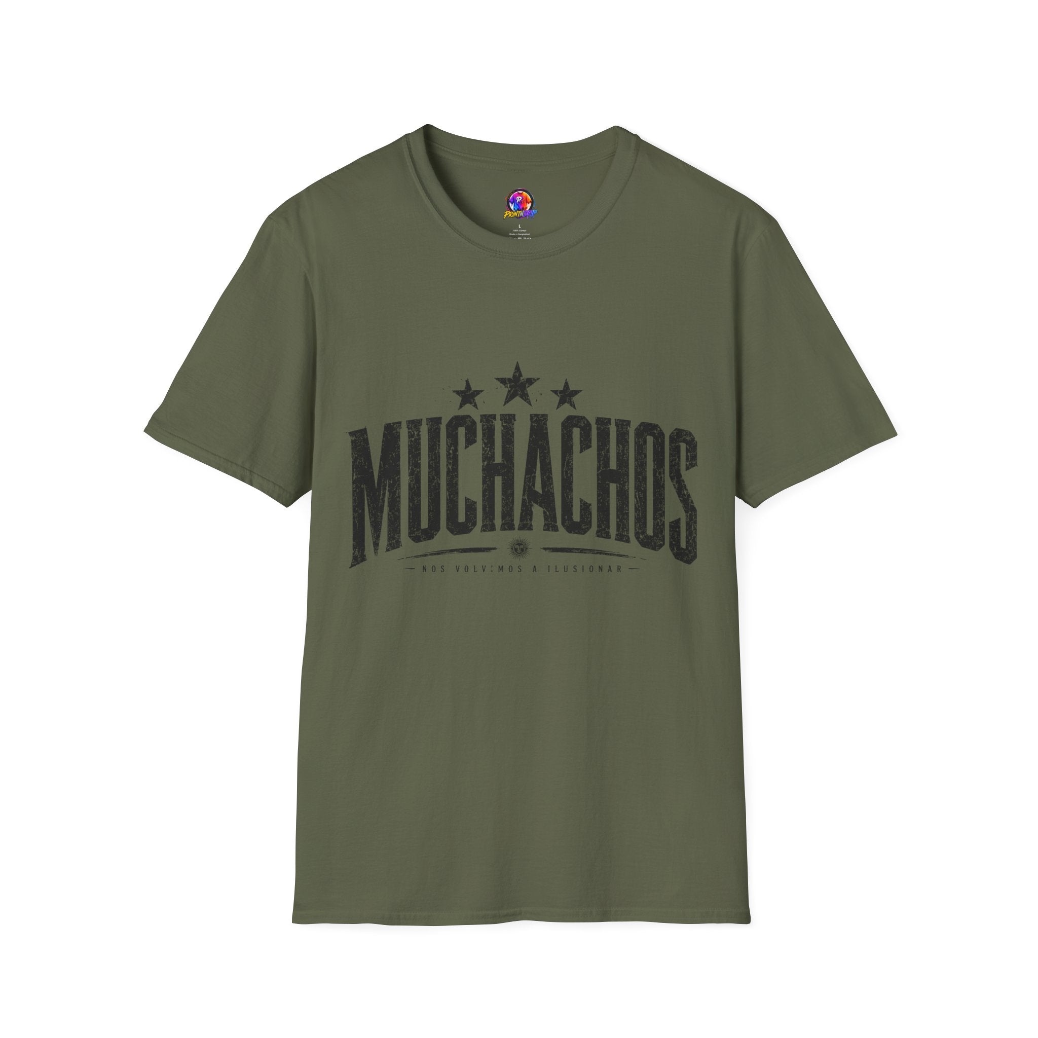 Muchachos Graphic T‑Shirt — Vintage Distressed Crew Tee - Argentina Song, slogan, favorite chant
