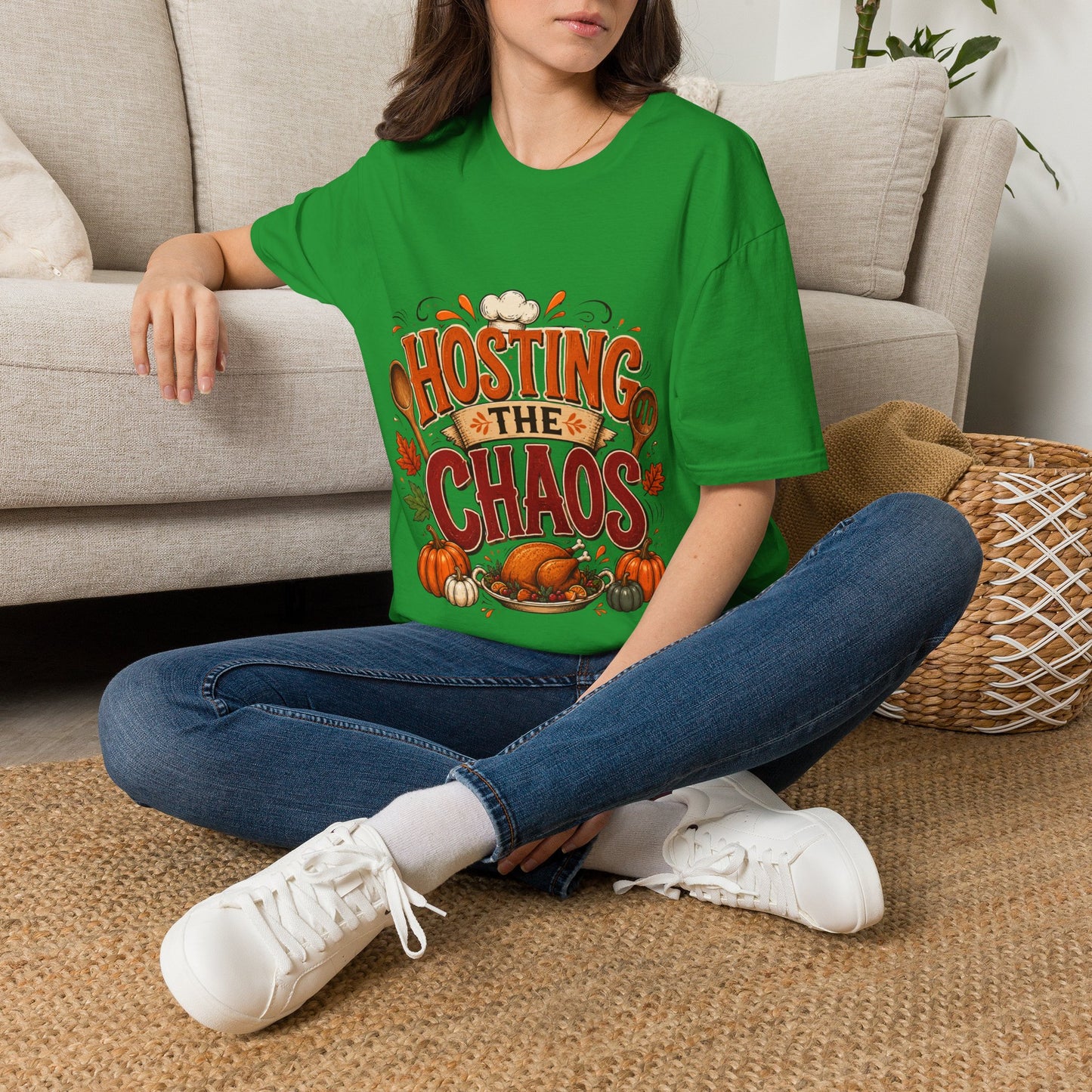 Hosting the Chaos T-Shirt — Funny Thanksgiving Cooking Shirt for Hosts