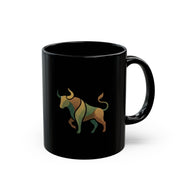 Taurus  Geometric Bull Black Mug — Taurus Horoscope Coffee Cup