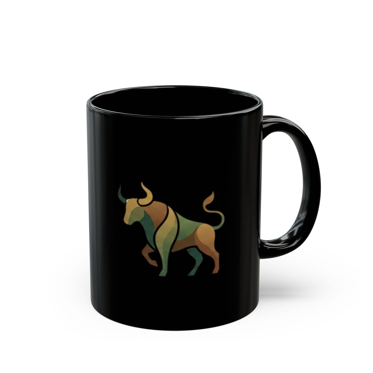 Taurus  Geometric Bull Black Mug — Taurus Horoscope Coffee Cup