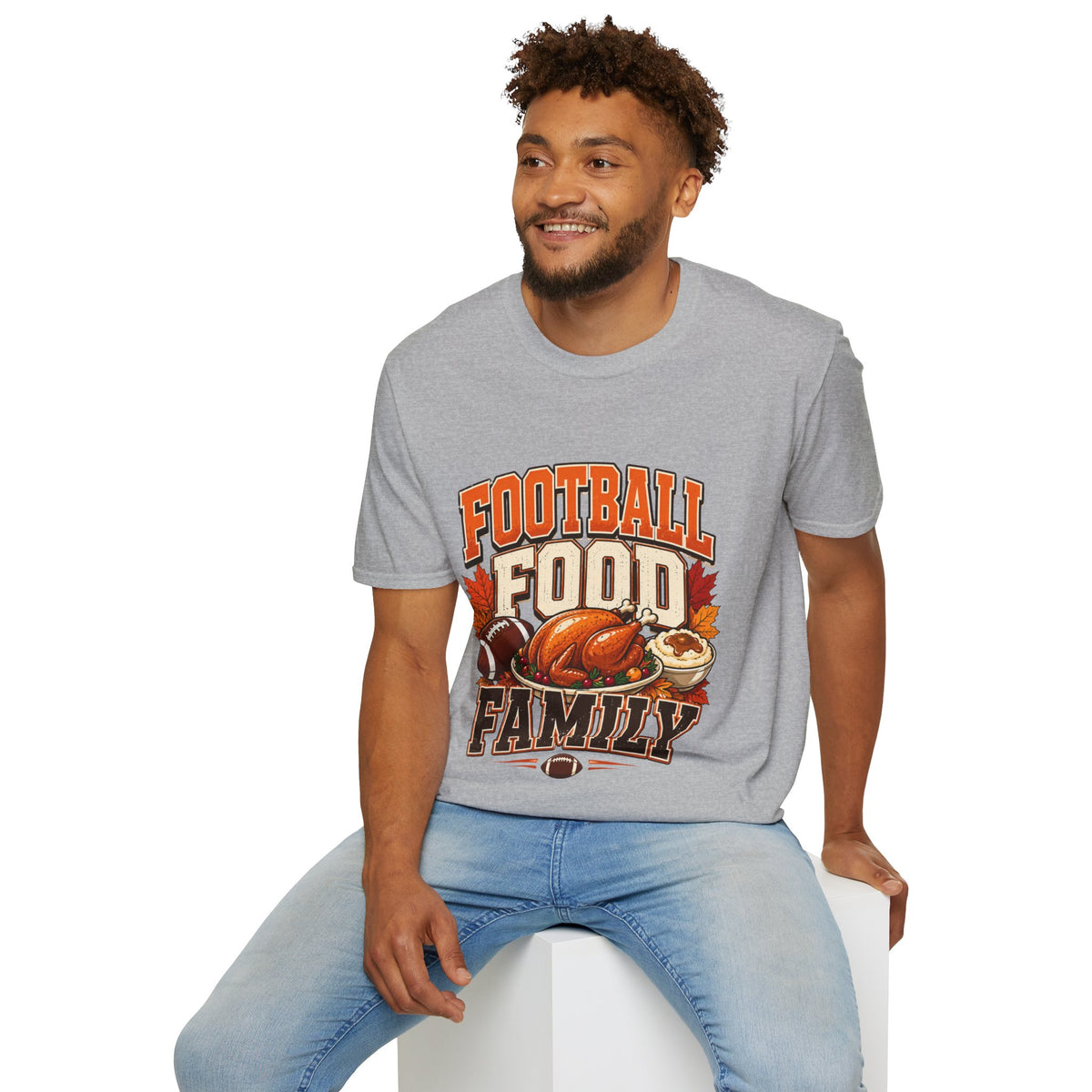 Thanksgiving T-Shirt Football Food Family T-Shirt — Thanksgiving Tailgate Tee for Fans