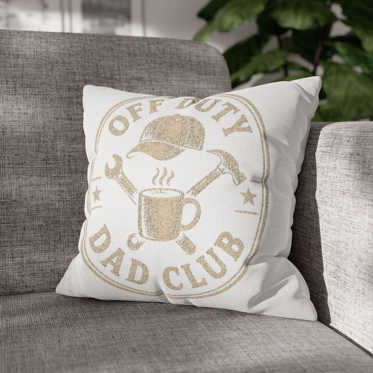 Off Duty Dad Club Pillowcase — Decorative Throw Pillow Cover for Father’s Day Milo Bailey Dog Dad Mom