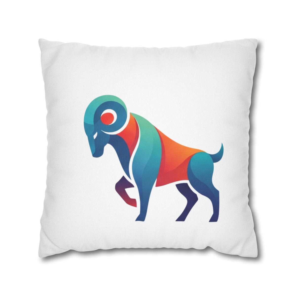 Aries Colorblock Ram Decorative Pillowcase — Zodiac Throw Pillow Cover