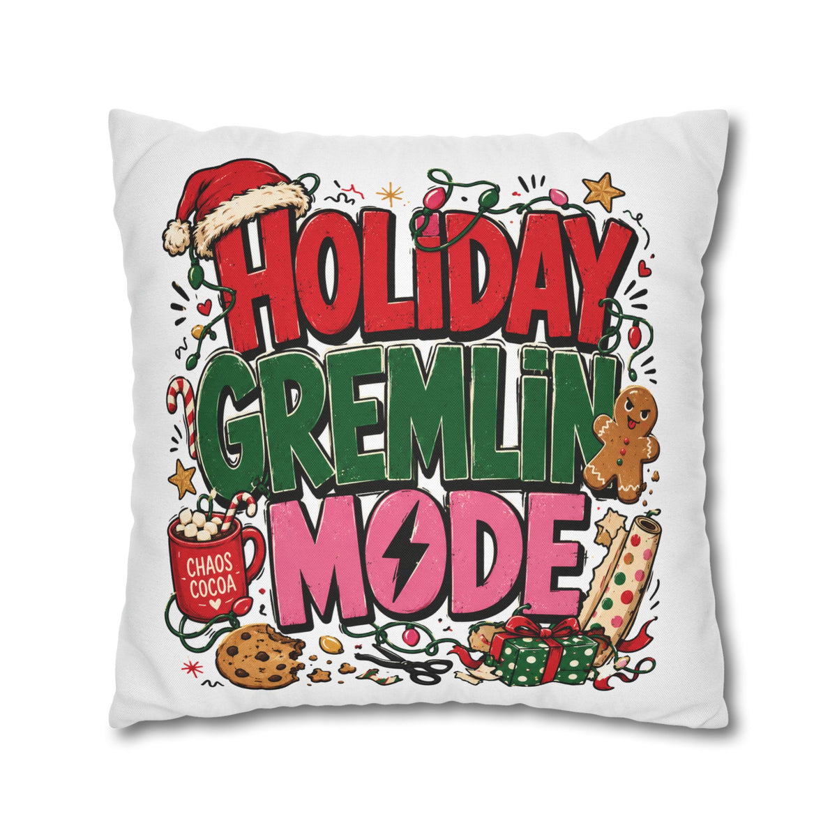 Holiday Gremlin Mode Pillowcase Modern Day Christmas