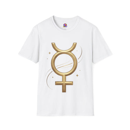 T-Shirt — Gold Mercury Astrology Symbol Tee (Mercury in Taurus)