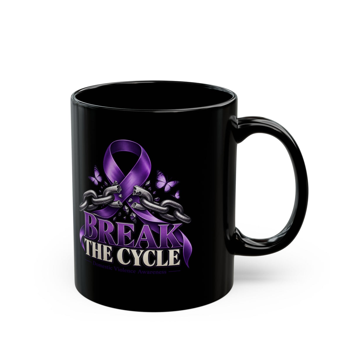 Break the Cycle Mug — Purple Domestic Violence Awareness Ribbon Coffee Cup (11oz & 15oz)