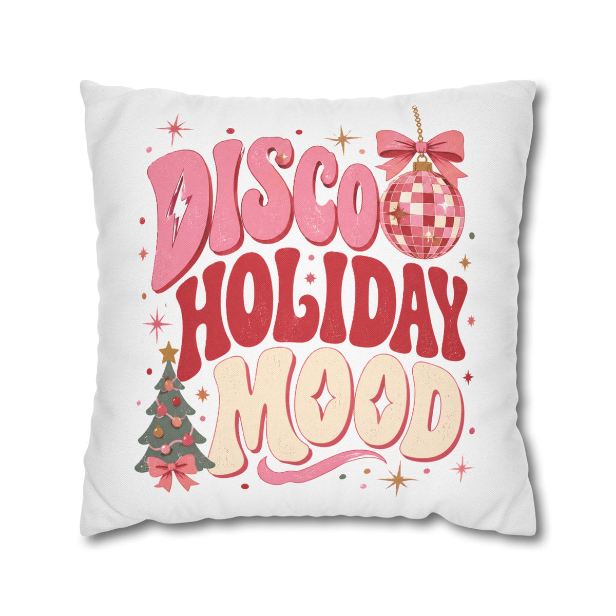 Holiday Pillowcase — 'Disco Holiday Mood' Retro Christmas Decor Modern Day Christmas